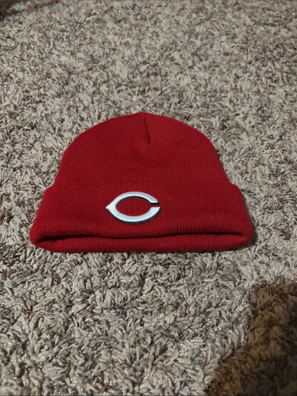 Red Kids Beanie Hat with White Logo